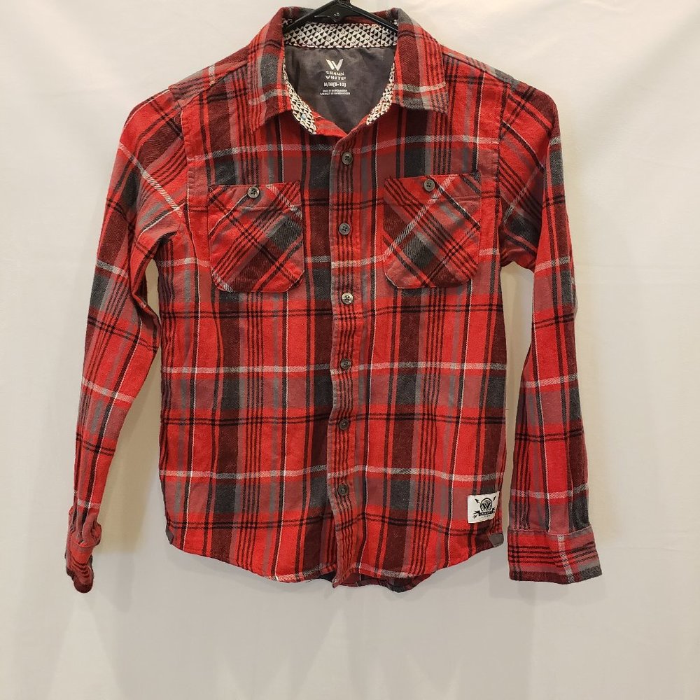 Shaun White Cotton Flannel Red/Black Checkered Long Sleeve Button Up Collared M